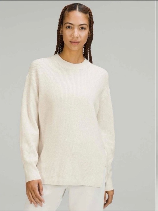 lululemon athletica Sweaters - Lululemon Merino Wool Blend Ribbed Crewneck Sweater Size 4 White Opal